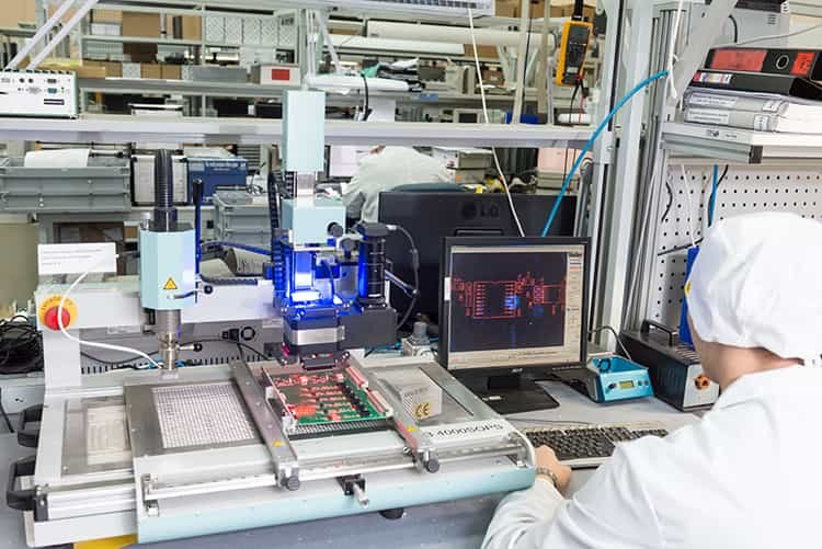 Production of electronic components at high-tech factory