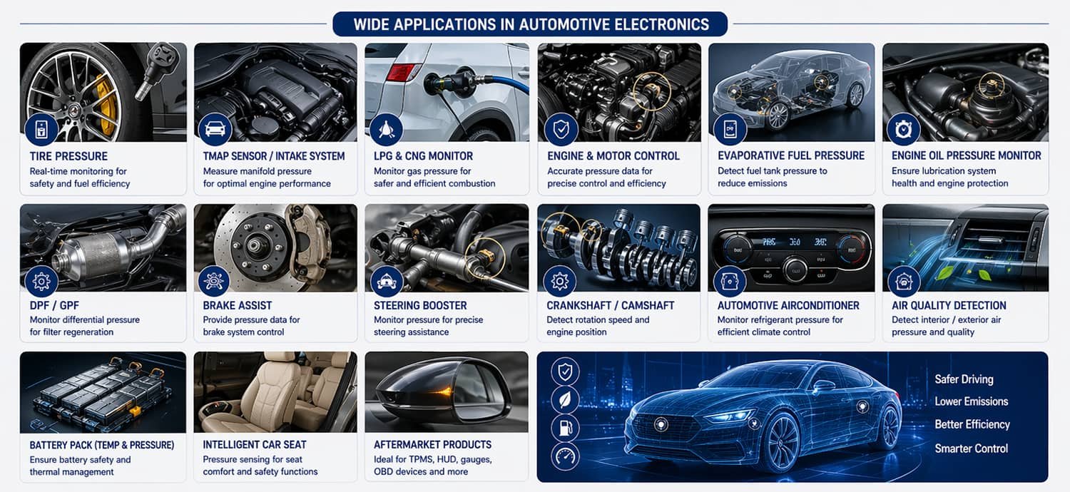 PRESSURE SENSORS WIDE APPLICATIONS IN AUTOMOTIVE ELECTRONICS
